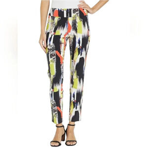 Abstract Print Straight Leg Pants - Black Multi